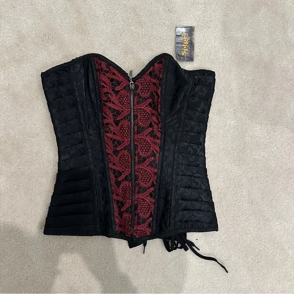 NWT Black and Red Lace Corset Top - Picture 5 of 10